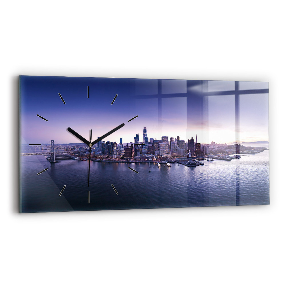 Négyszögletes üvegóra vízszintesen 60x30 San Francisco látképe