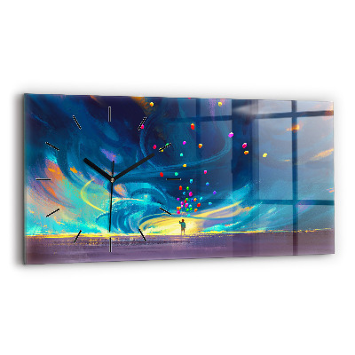 Négyszögletes üvegóra vízszintesen 60x30 Gyermek és léggömbök