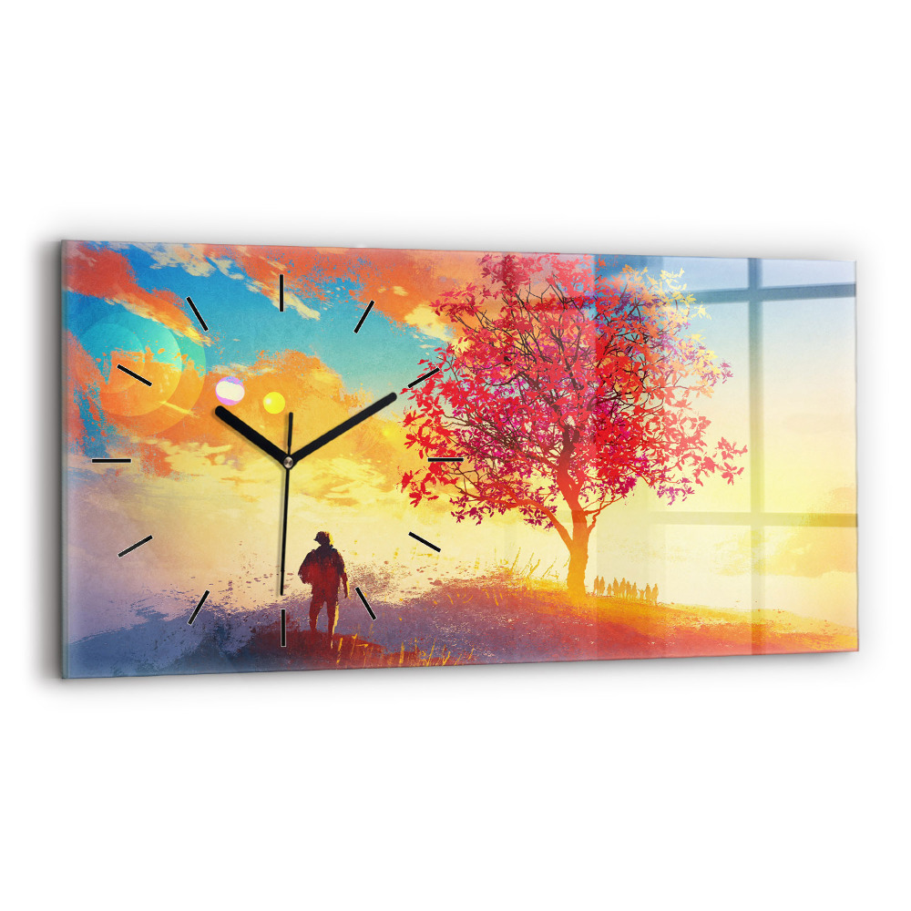 Vízszintes üvegóra 60x30 Őszi táj