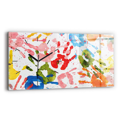 Négyszögletes üvegóra vízszintesen 60x30 Gyermekek kézlenyomatai