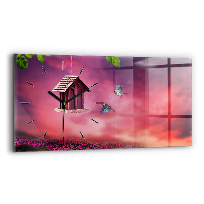 Négyszögletes üvegóra vízszintesen 60x30 Madárház