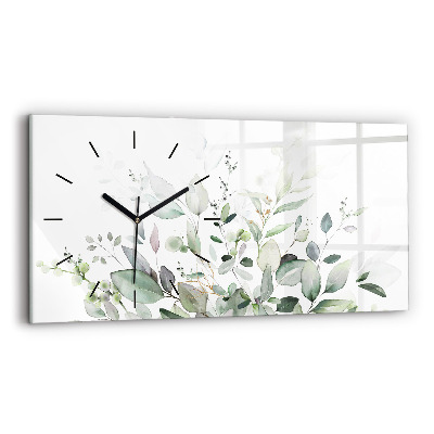 Négyszögletes üvegóra vízszintesen 60x30 Növények levelek