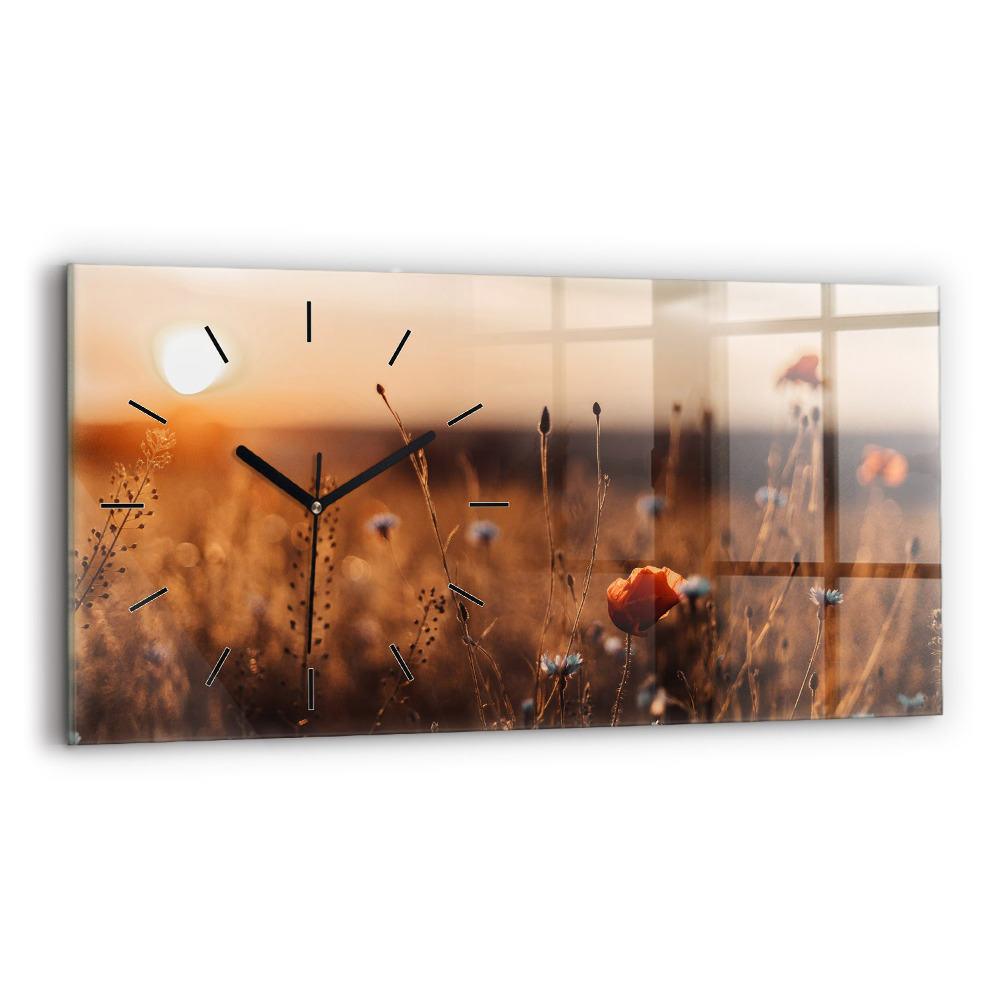 Vízszintes üvegóra 60x30 Mező napfelkelte