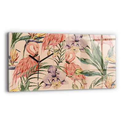 Négyszögletes üvegóra vízszintesen 60x30 Trópusi pálmalevelek