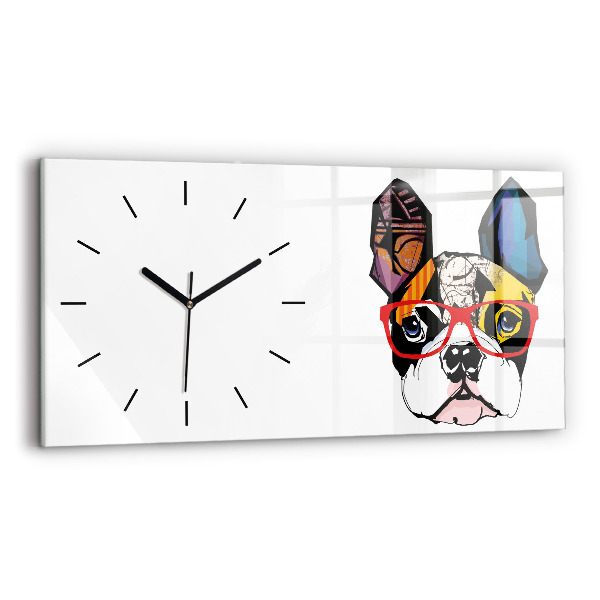 Vízszintes üvegóra 60x30 Francia bulldog szemüveggel