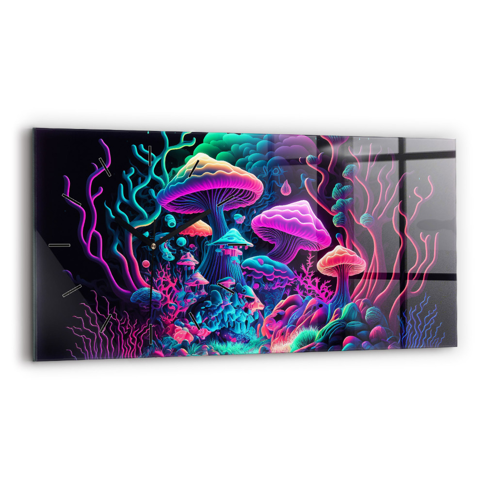 Vízszintes üvegóra 60x30 Neon gombák