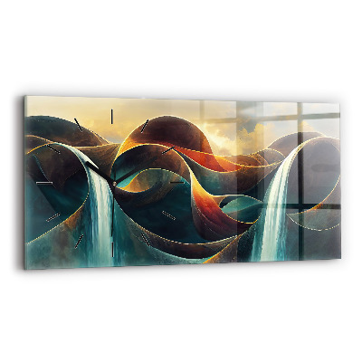 Négyszögletes üvegóra vízszintesen 60x30 Folyó vízesés háttér