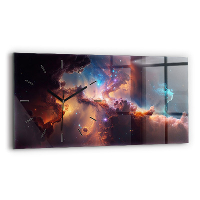 Négyszögletes üvegóra vízszintesen 60x30 Csillagok kozmikus világa
