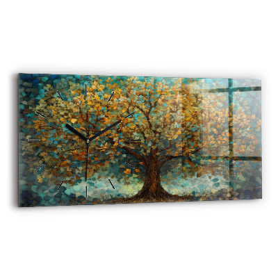 Négyszögletes üvegóra vízszintesen 60x30 Mozaik fa