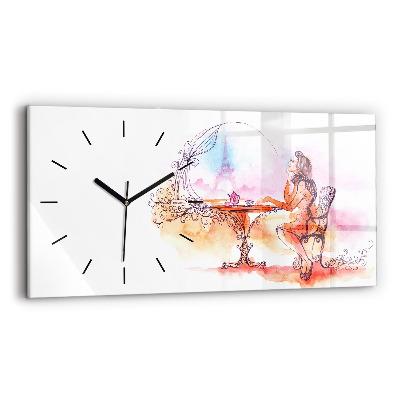 Üvegóra vízszintesen 60x30 Nő teát iszik