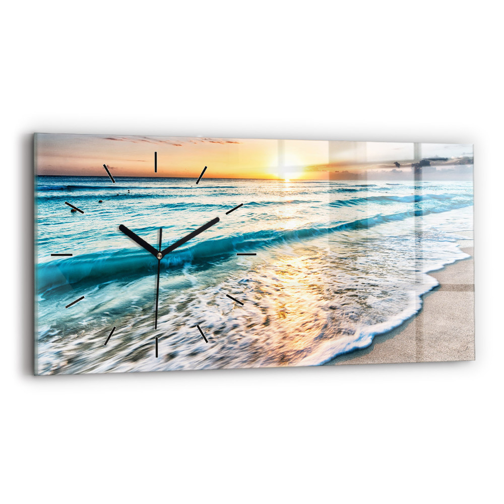 Négyszögletes üvegóra vízszintesen 60x30 Strand, tenger és homok