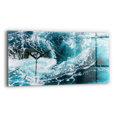 Négyszögletes üvegóra vízszintesen 60x30 Kavargó habzó hullámok
