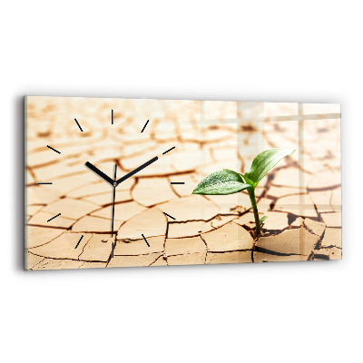 Négyszögletes üvegóra vízszintesen 60x30 Növény szárított talajban