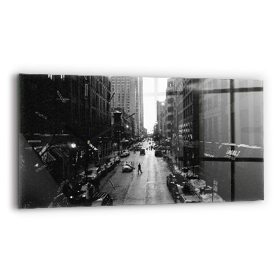 Vízszintes üvegóra 60x30 Chicago város utcái
