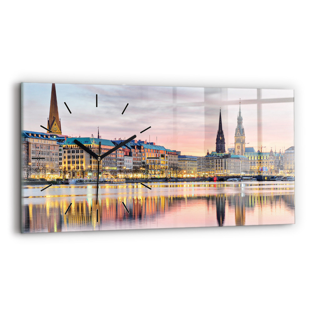 Négyszögletes üvegóra vízszintesen 60x30 Alster Hamburgban