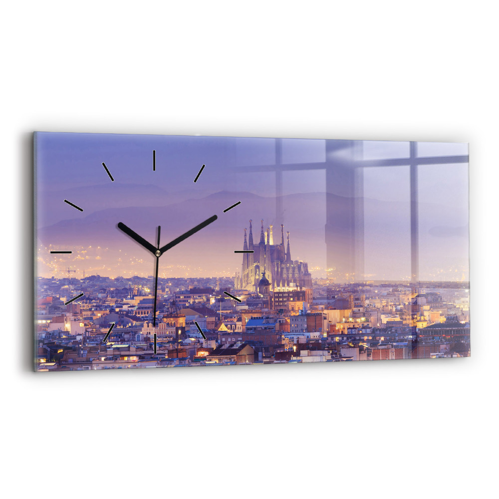 Vízszintes üvegóra 60x30 Barcelona látképe