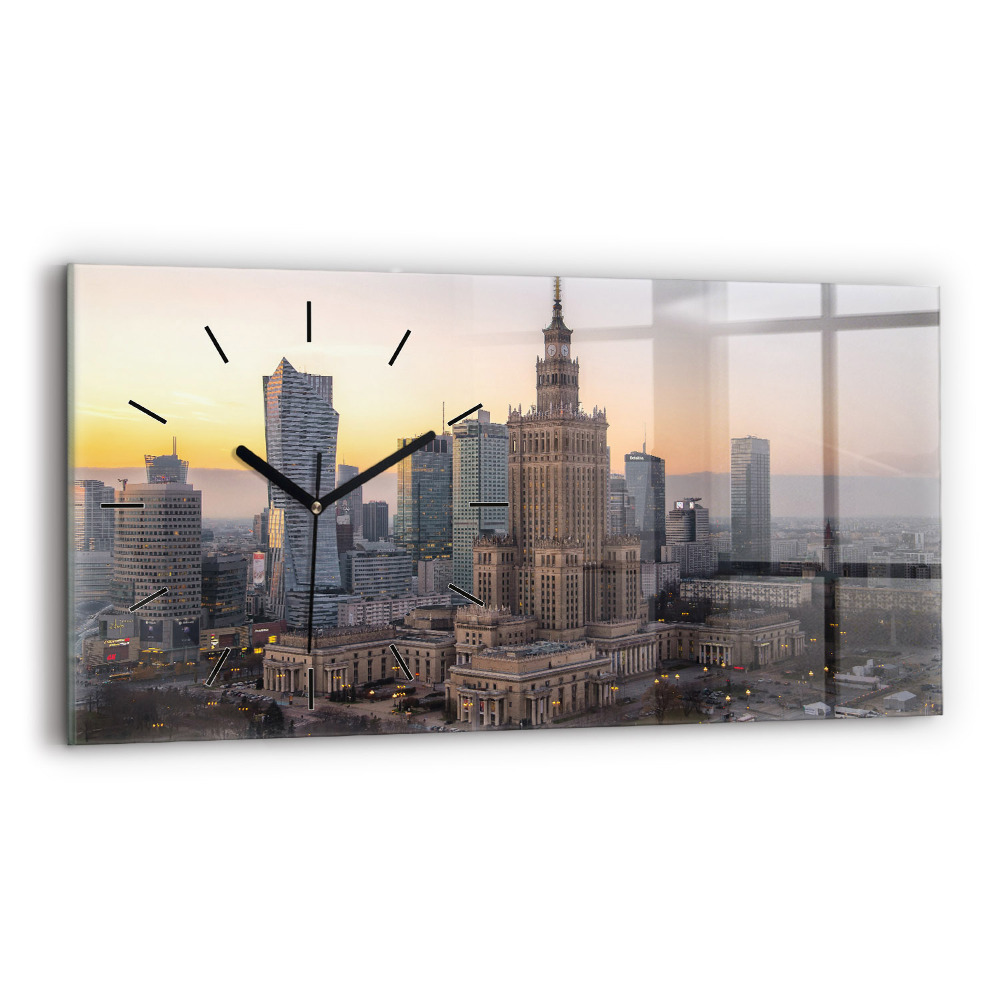 Négyszögletes üvegóra vízszintesen 60x30 Varsói panoráma