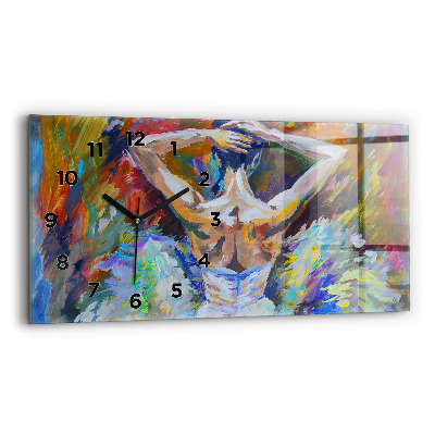 Vízszintes üvegóra 60x30 Festett balerina