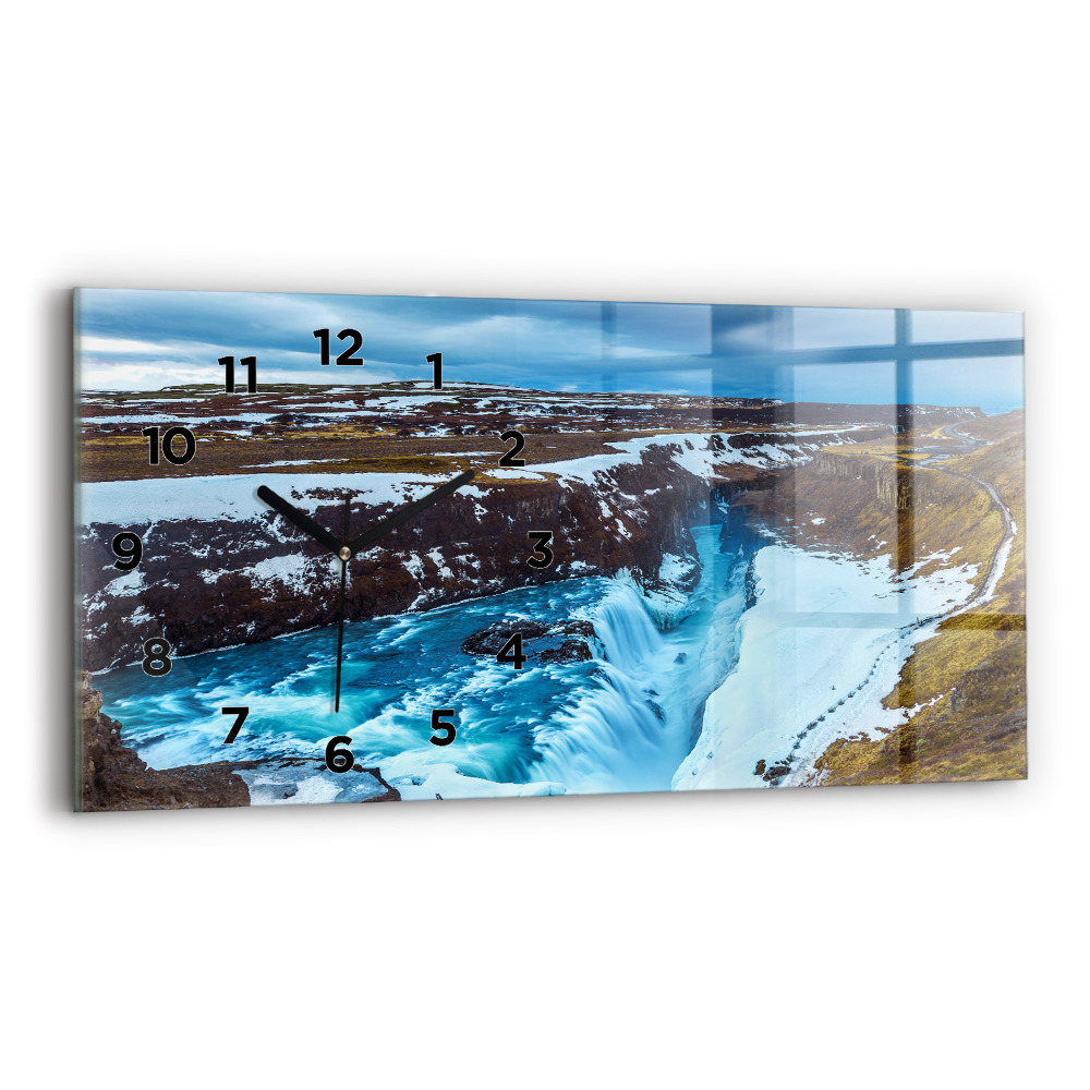 Négyszögletes üvegóra vízszintesen 60x30 Gullfoss vízesés Izlandon