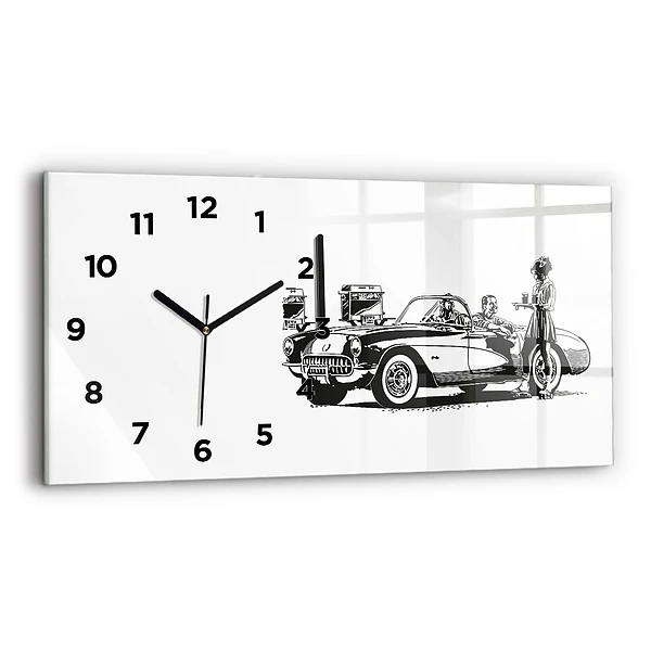 Négyszögletes üvegóra vízszintesen 60x30 Retro illusztráció