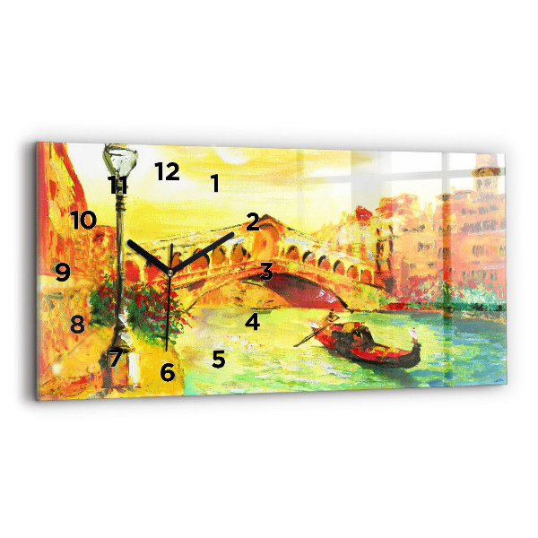 Vízszintes üvegóra 60x30 Velence Rialto-híd