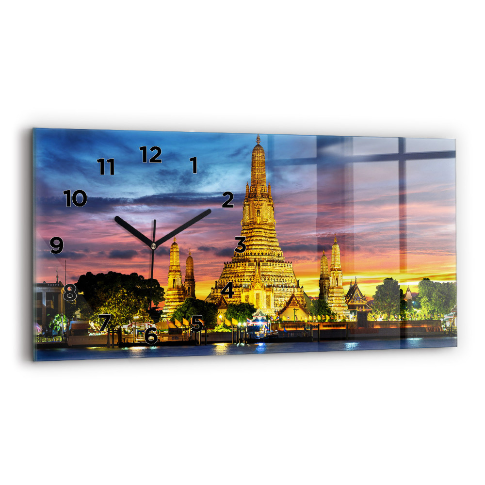 Négyszögletes üvegóra vízszintesen 60x30 Templom Bangkokban