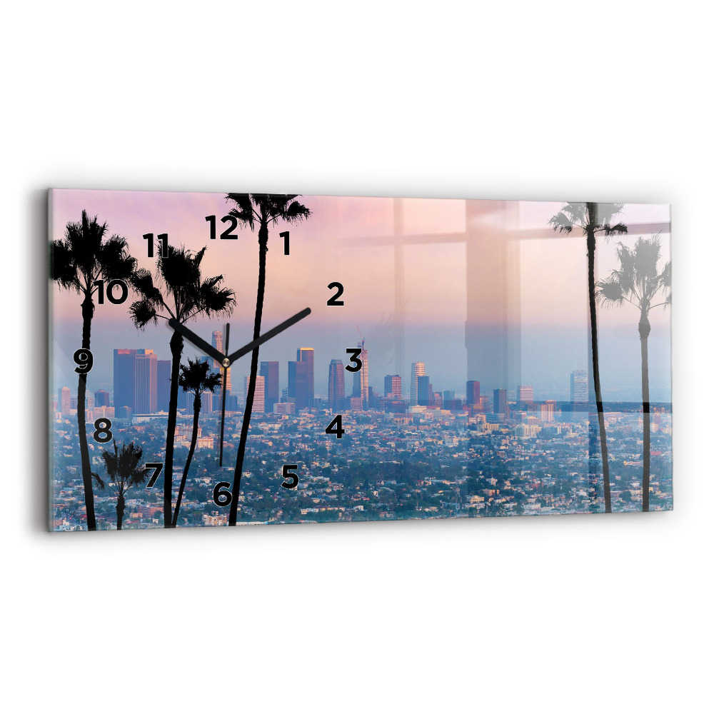 Négyszögletes üvegóra vízszintesen 60x30 Los Angeles naplemente