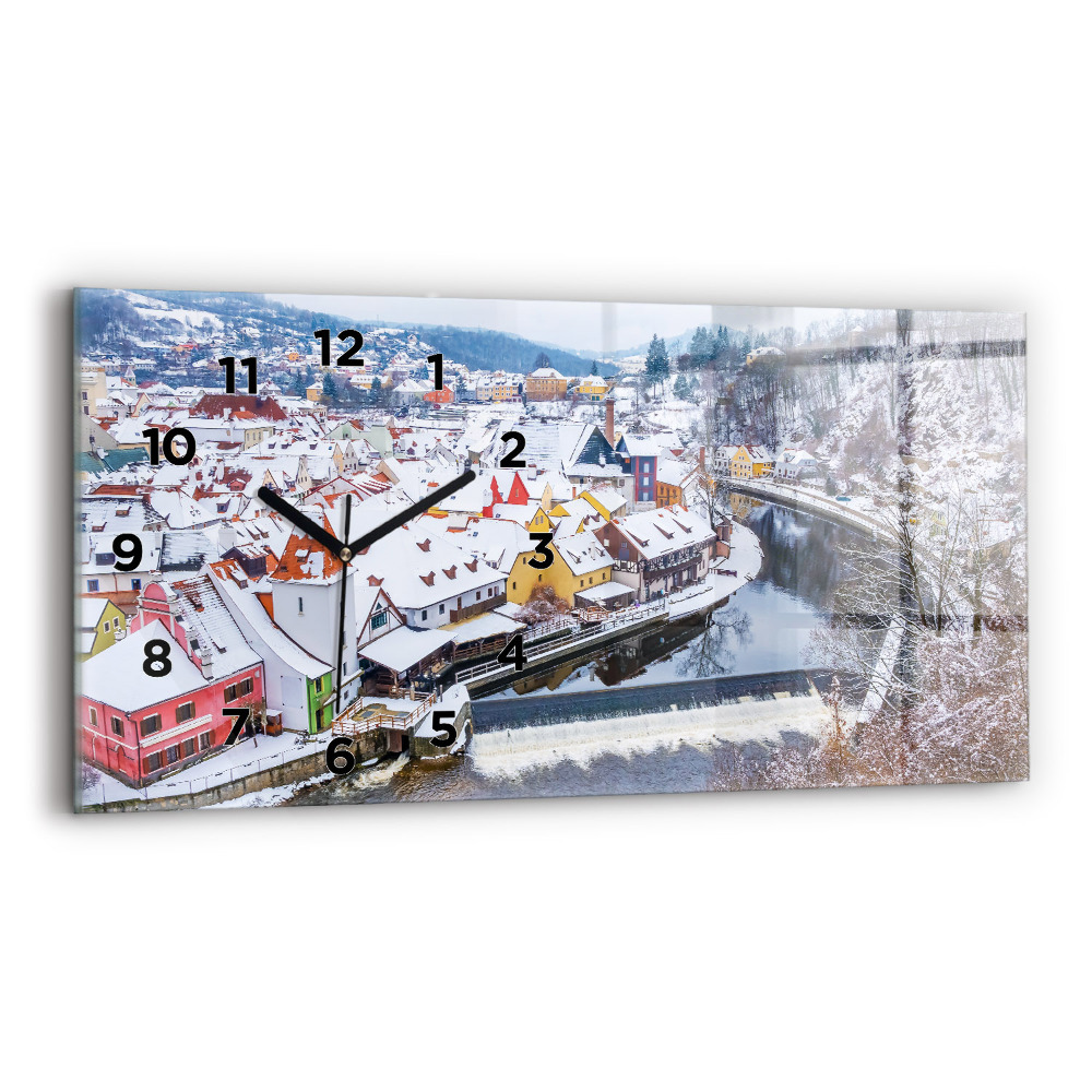Vízszintes üvegóra 60x30 Panoráma egy város télen