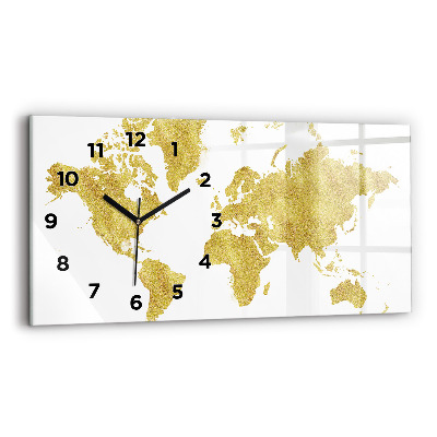 Vízszintes üvegóra 60x30 Arany világtérkép