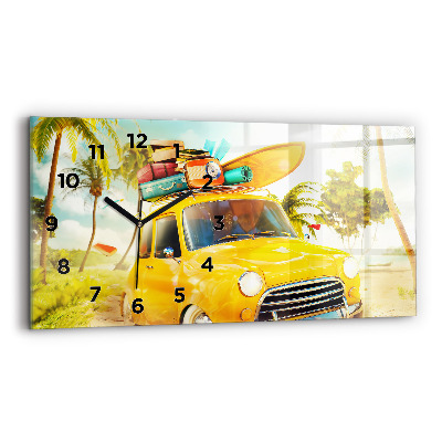 Négyszögletes üvegóra vízszintesen 60x30 Autó szörfdeszkával