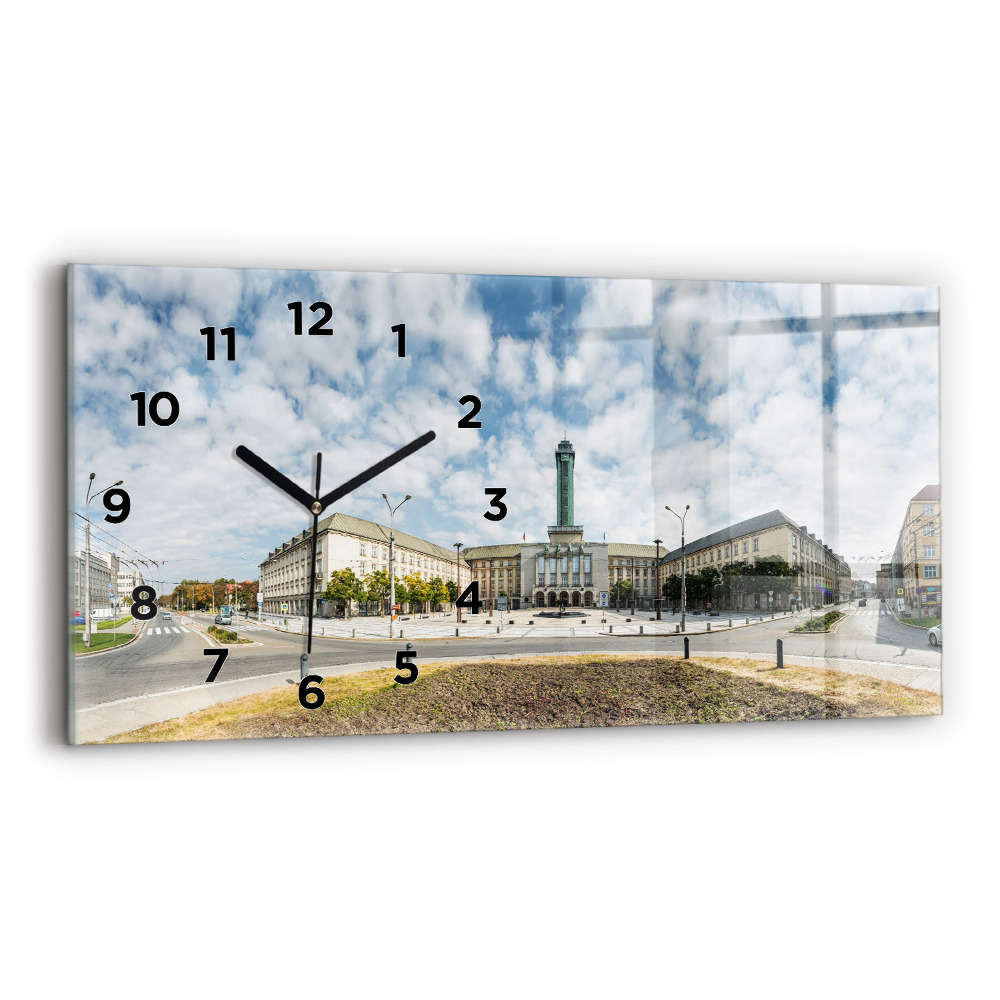 Négyszögletes üvegóra vízszintesen 60x30 Ostrava panorámája