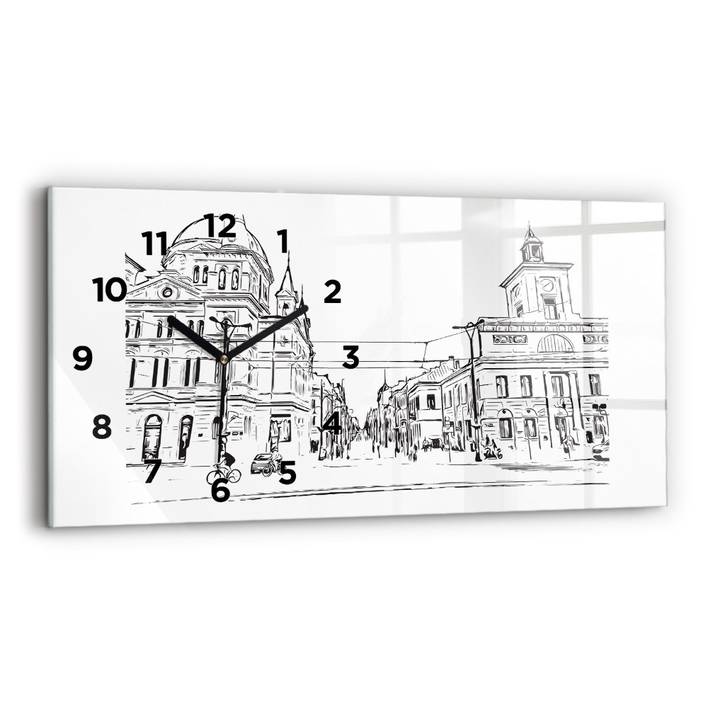 Vízszintes üvegóra 60x30 Poznan városának illusztrációja