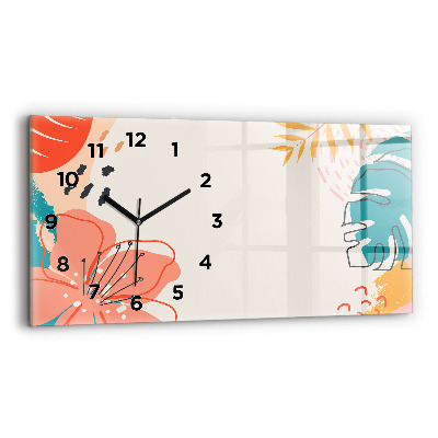 Négyszögletes üvegóra vízszintesen 60x30 Hawaii növények