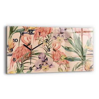 Négyszögletes üvegóra vízszintesen 60x30 Trópusi pálmalevelek