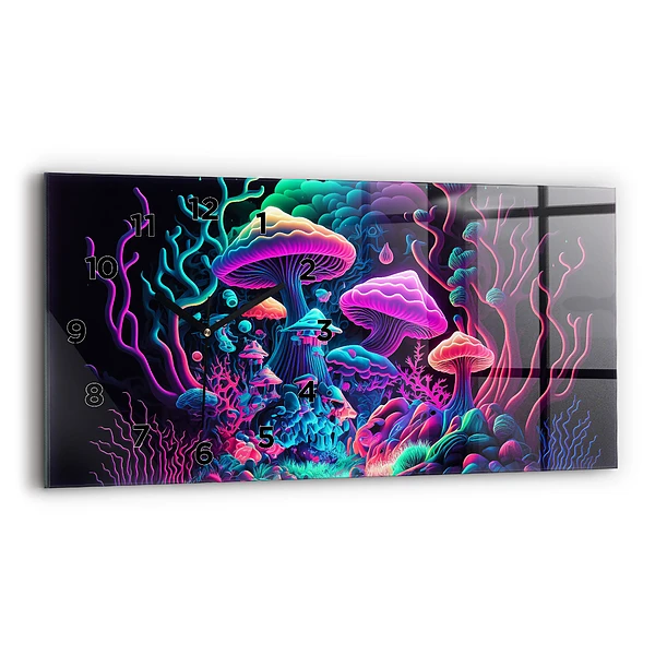 Vízszintes üvegóra 60x30 Neon gombák