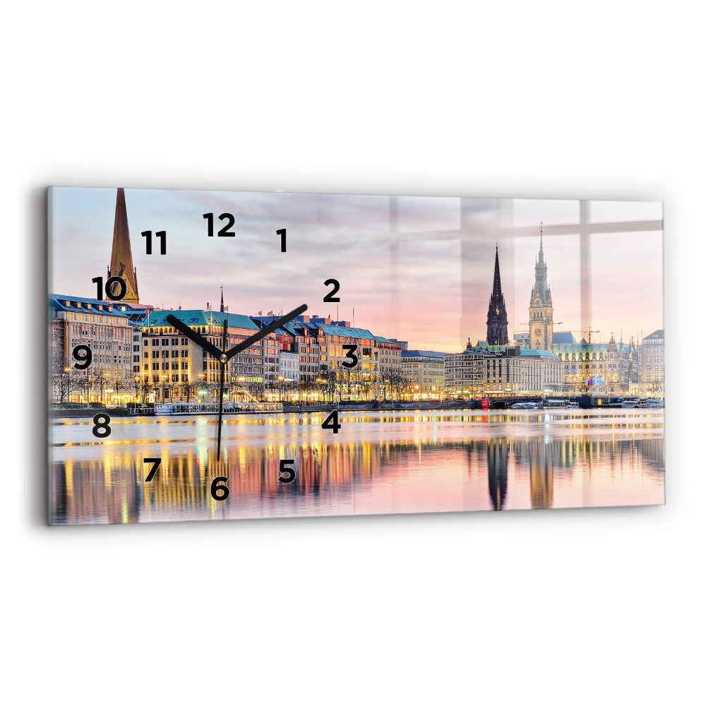 Négyszögletes üvegóra vízszintesen 60x30 Alster Hamburgban