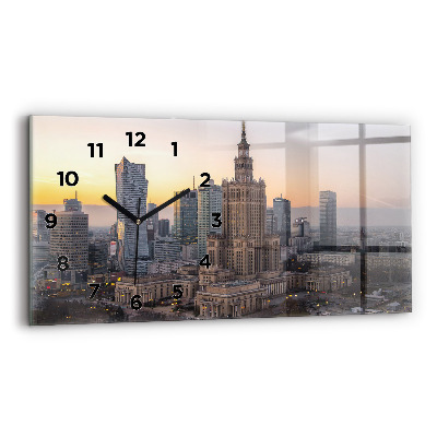 Négyszögletes üvegóra vízszintesen 60x30 Varsói panoráma