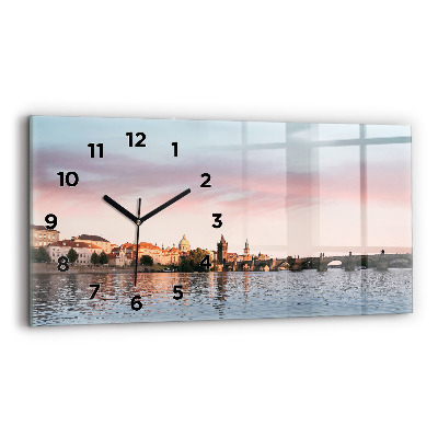 Négyszögletes üvegóra vízszintesen 60x30 Károly-híd Prágában