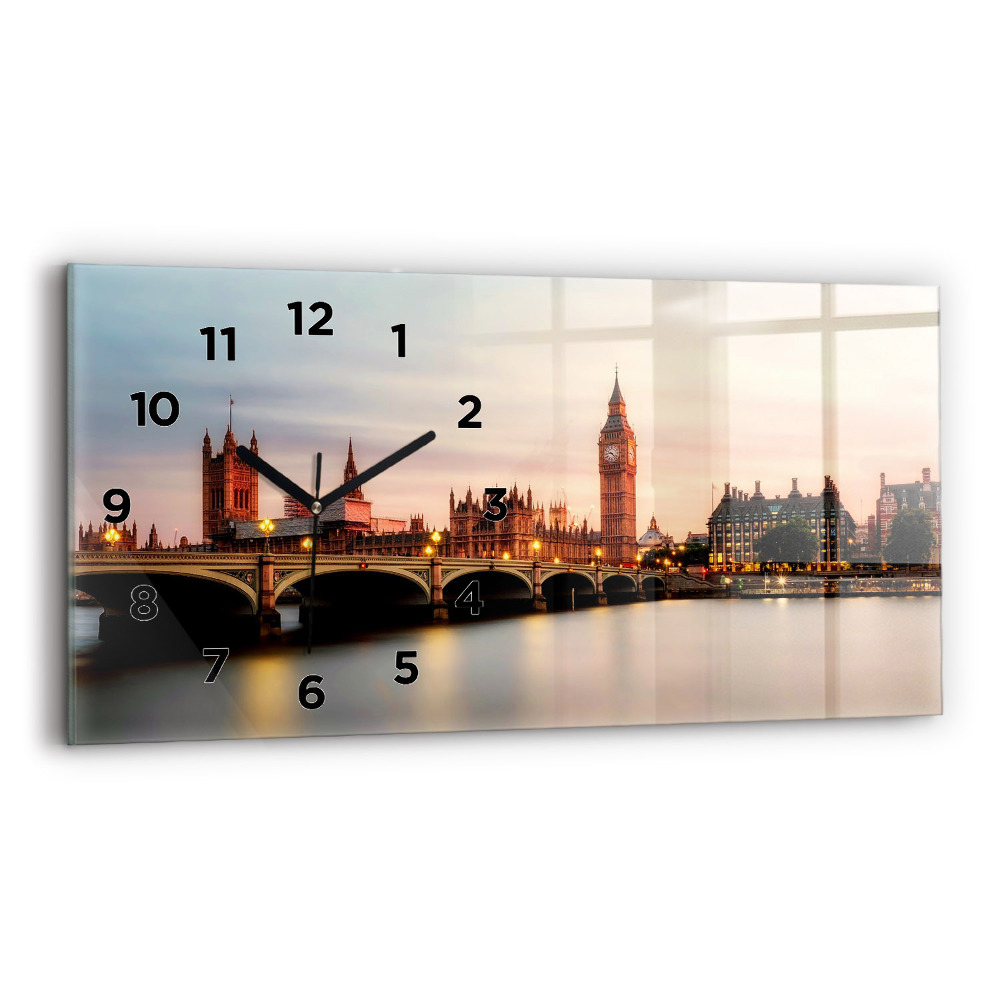 Vízszintes üvegóra 60x30 Big Ben London égboltja