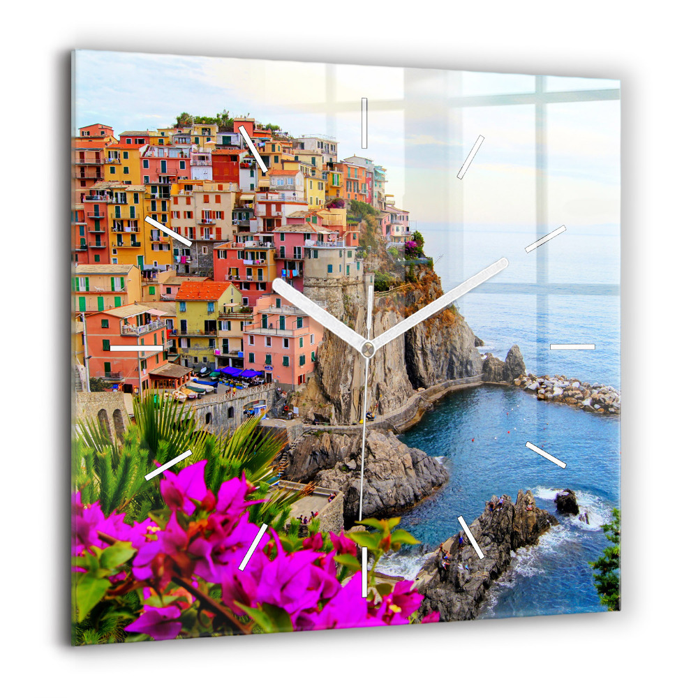 Négyzetes üvegóra 60x60 Cinque Terre partja