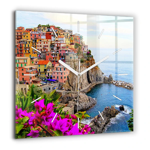 Négyzetes üvegóra 60x60 Cinque Terre partja