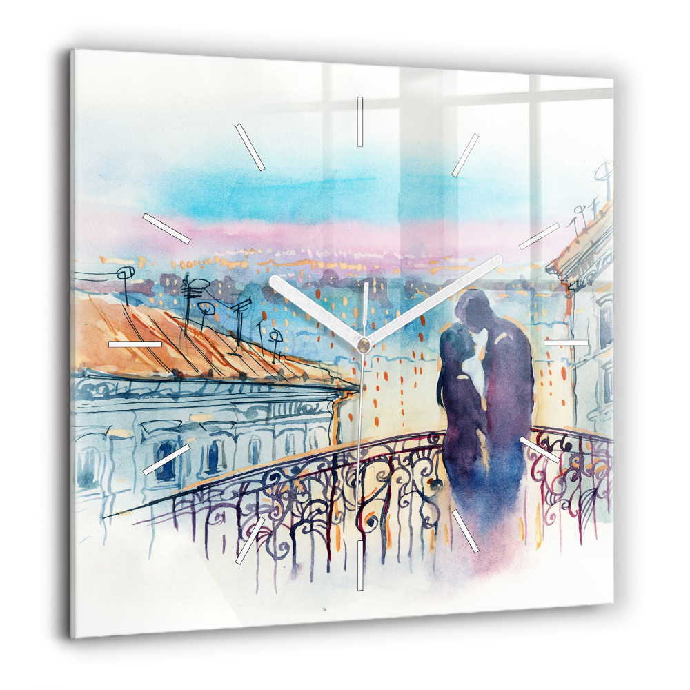 Négyzet alakú üvegóra 60x60 Emberek akvarellen