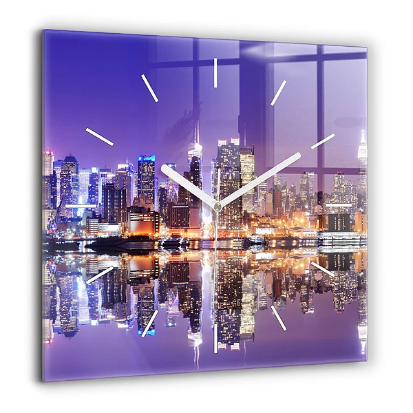Szögletes fali üvegóra 60x60 New York City éjszaka