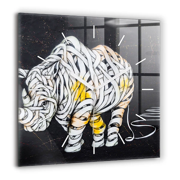 Szögletes üvegóra 60x60 Absztrakt orrszarvú
