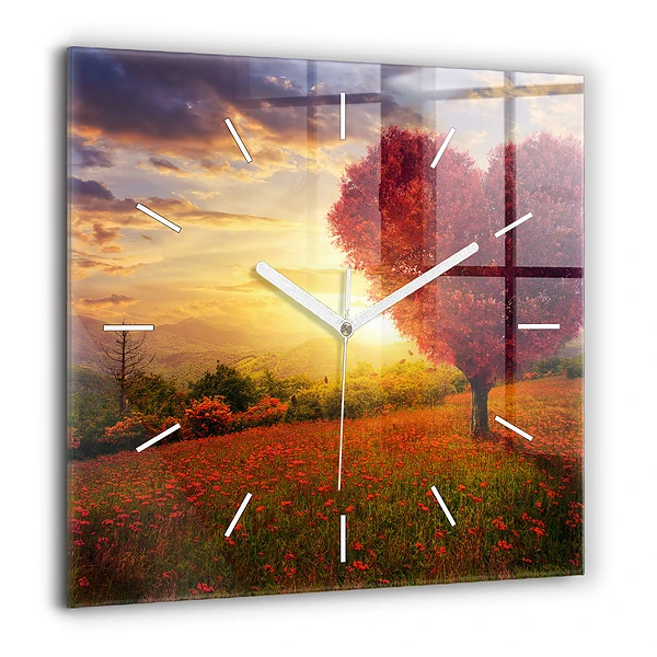 Négyzet alakú üvegóra 60x60 Szerelmes szívfa
