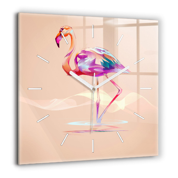 Négyzet alakú üvegóra 60x60 Illusztráció egy flamingóról
