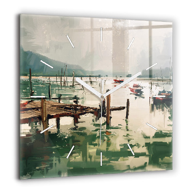 Négyzet alakú üvegóra 60x60 Halászhajók a kikötőben