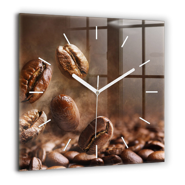 Szögletes üvegóra 60x60 Kávébabok