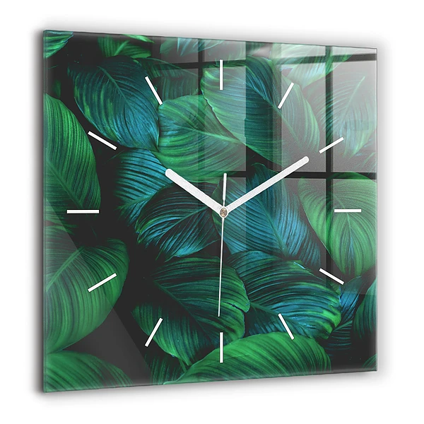 Négyzetes üvegóra 60x60 Természet levelek