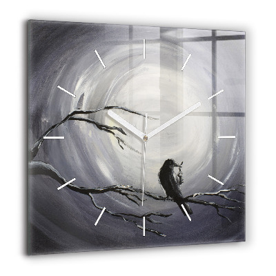 Szögletes fali üvegóra 60x60 Holló a holdfényben